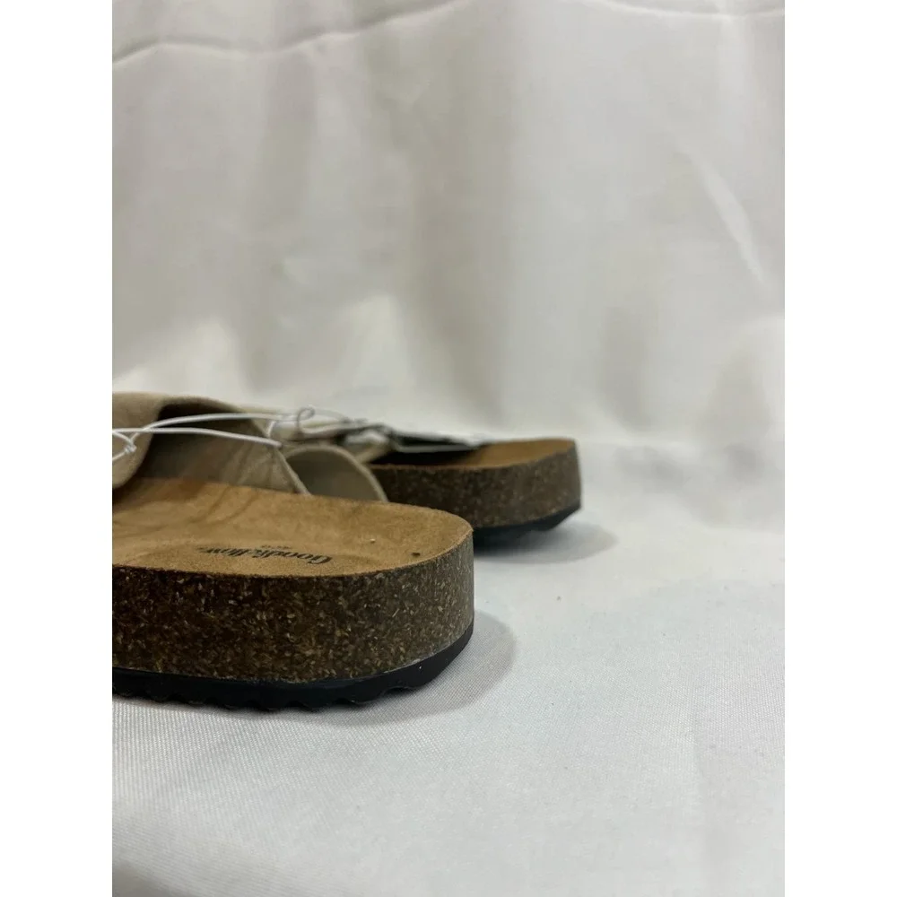 Goodfellow & Co Mens Suede Double Strap Buckle Slide Sandals Tan Size 12 NEW